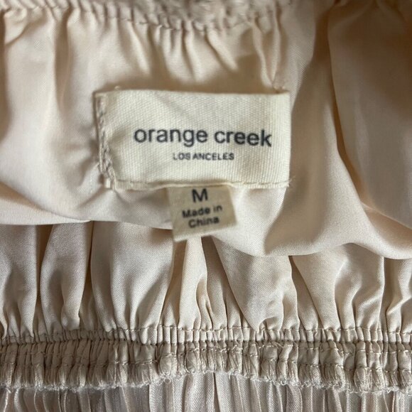 Orange Creek Pleated Skirt Size M Champagne Shimmer Flowy Modest Midi Lined - Picture 3 of 8